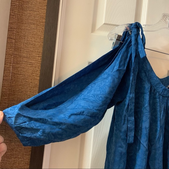 Anthropologie Holding Horses Blue Print Slit Sleeve Dress size Small - Picture 5 of 10